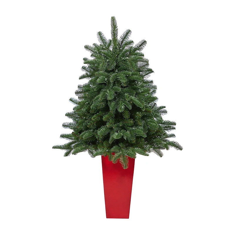 Nearly Natural 3 1/2 Foot Pre-Lit Potted Spruce Christmas Tree