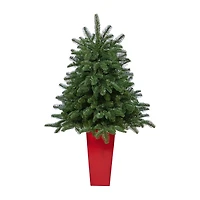 Nearly Natural 3 1/2 Foot Pre-Lit Potted Spruce Christmas Tree