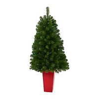 Nearly Natural Virginia Fir 4 1/2 Foot Pre-Lit Potted Fir Christmas Tree