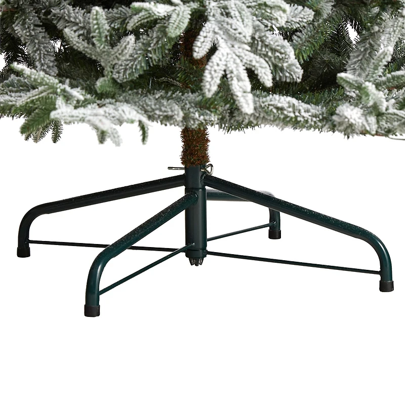 Nearly Natural 9 1/2 Foot Pre-Lit Flocked Spruce Christmas Tree