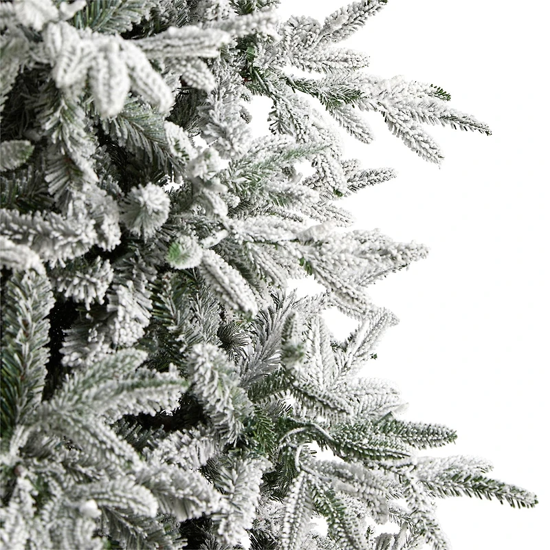 Nearly Natural 9 1/2 Foot Pre-Lit Flocked Spruce Christmas Tree