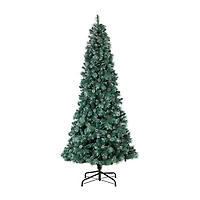 Nearly Natural Frosted 9 Foot Pre-Lit Flocked Pine Christmas Tree