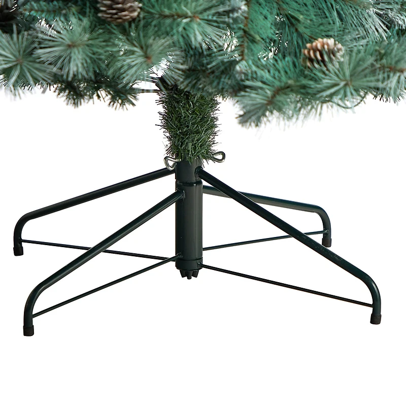 Nearly Natural Frosted 8 Foot Pre-Lit Flocked Pine Christmas Tree