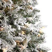 Nearly Natural 9 Foot Pre-Lit Flocked Pine Christmas Tree