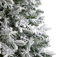 Nearly Natural 9 Foot Pre-Lit Flocked Pine Christmas Tree