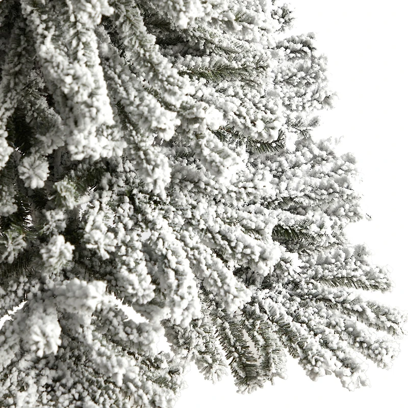 Nearly Natural 5 Foot Pre-Lit Flocked Potted Fir Christmas Tree