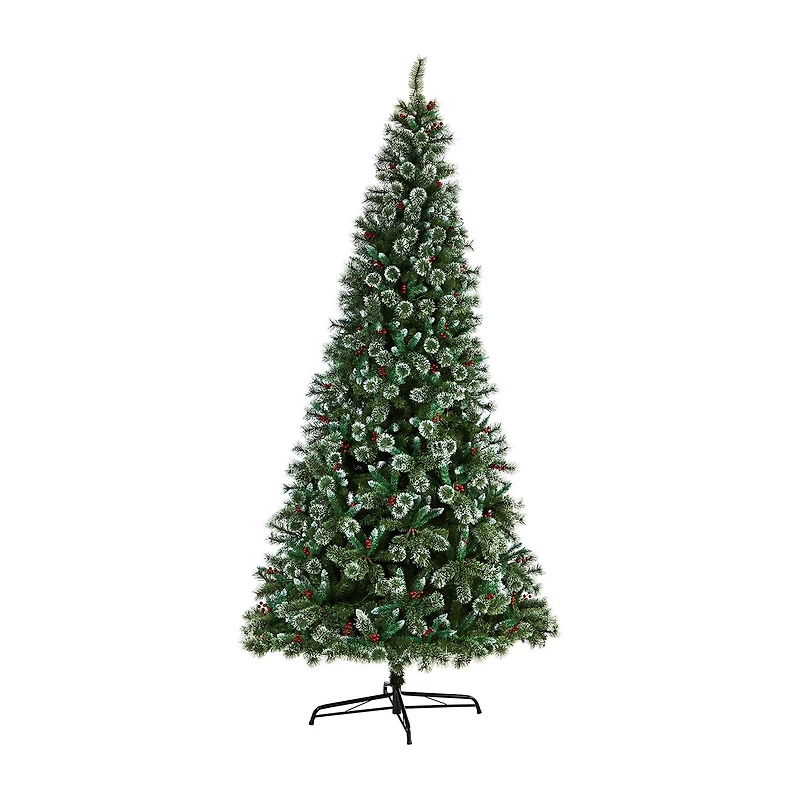Nearly Natural 10ft Frosted Pine 10 Foot Pre-Lit Flocked Pine Christmas Tree