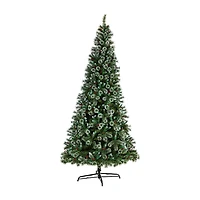 Nearly Natural 10ft Frosted Pine 10 Foot Pre-Lit Flocked Pine Christmas Tree
