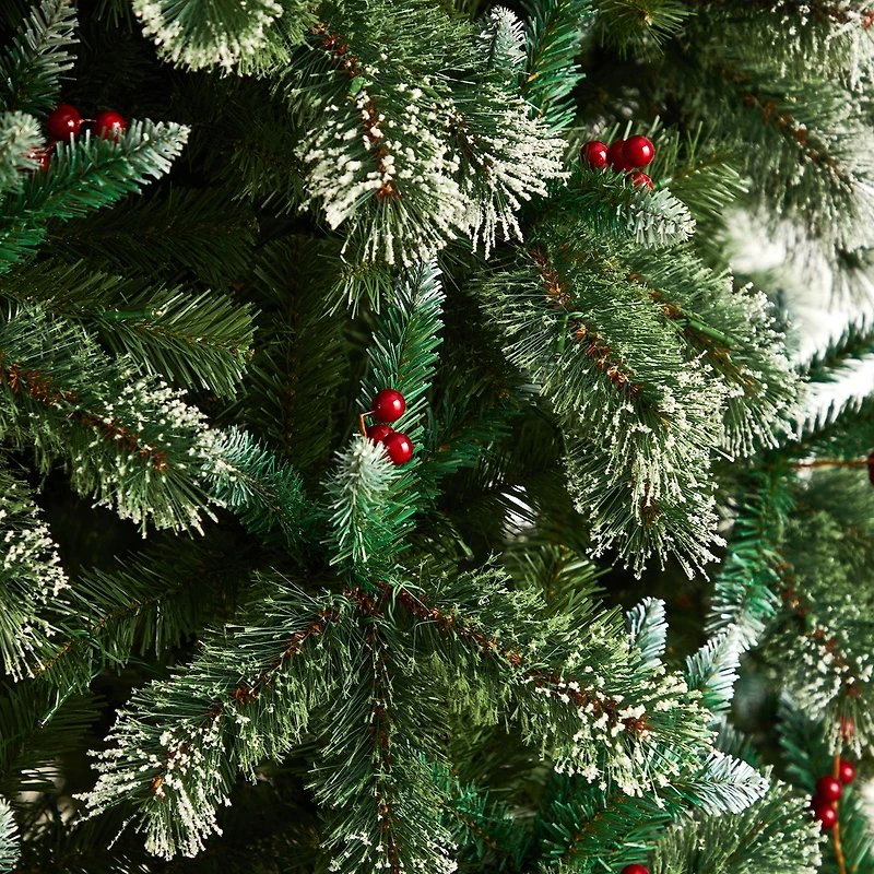 Nearly Natural 10ft Frosted Pine 10 Foot Pre-Lit Flocked Pine Christmas Tree