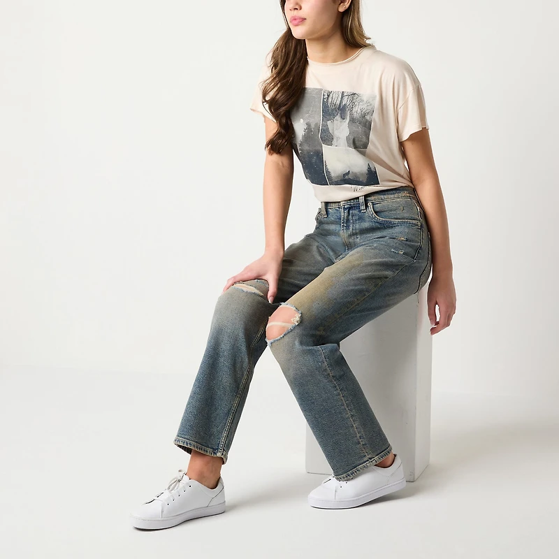 Arizona Womens Juniors Highest Rise Straight Leg Jean