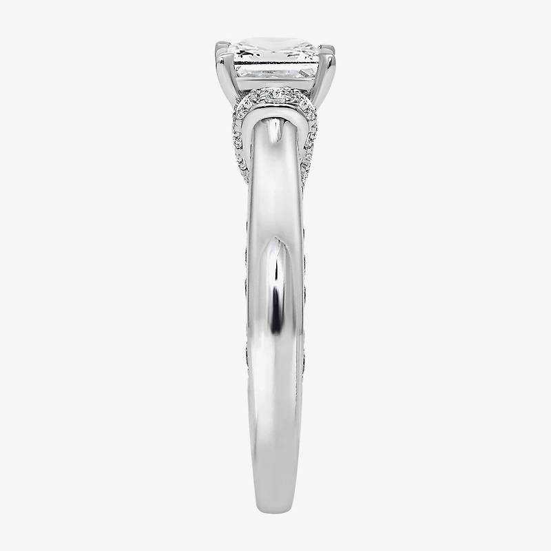 (I / Si2) Womens 2 CT. T.W. Lab Grown White Diamond 10K Gold Side Stone Engagement Ring