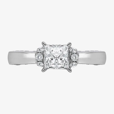 (I / Si2) Womens 2 CT. T.W. Lab Grown White Diamond 10K Gold Side Stone Engagement Ring