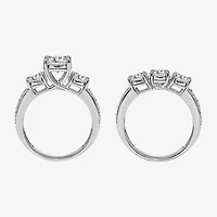 Love Lives Forever Womens 4 CT. T.W. Lab Grown White Diamond 10K Gold Side Stone 3-Stone Bridal Set