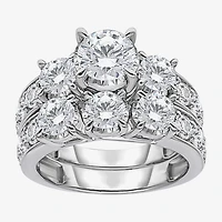 Love Lives Forever Womens 4 CT. T.W. Lab Grown White Diamond 10K Gold Side Stone 3-Stone Bridal Set