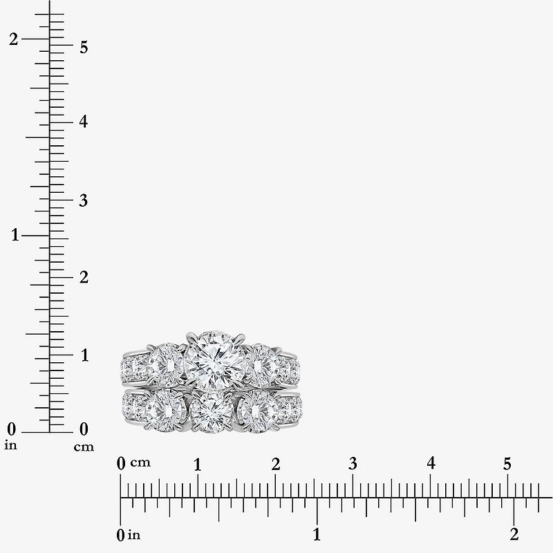 Love Lives Forever Womens 4 CT. T.W. Lab Grown White Diamond 10K Gold Side Stone 3-Stone Bridal Set