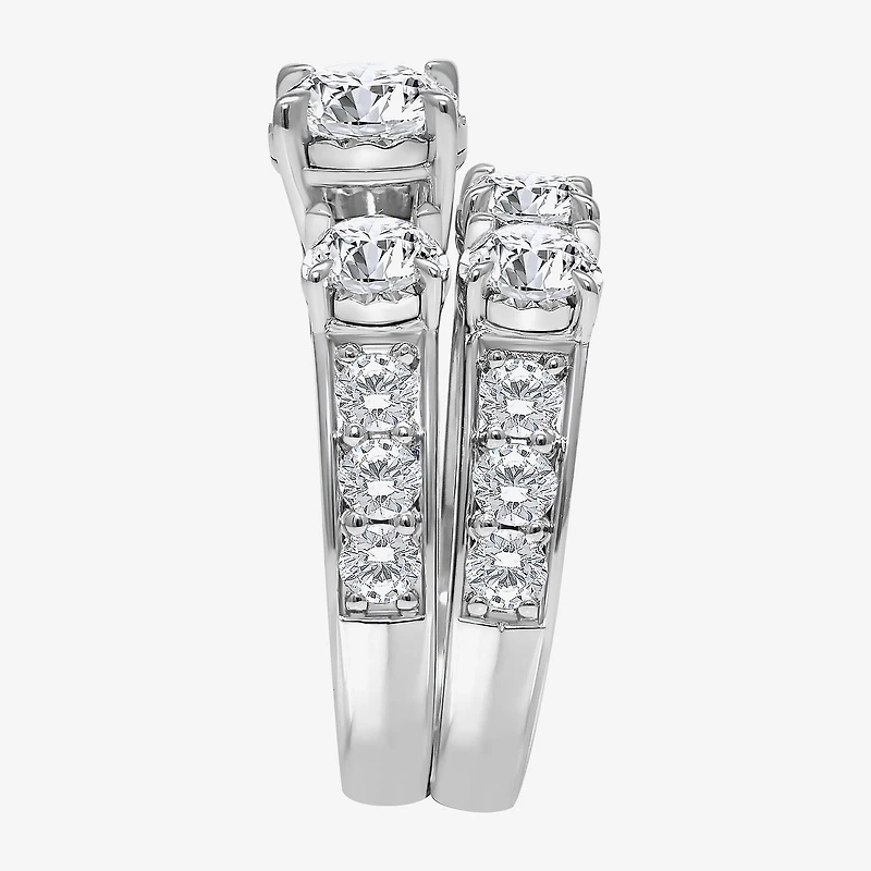 Love Lives Forever Womens 4 CT. T.W. Lab Grown White Diamond 10K Gold Side Stone 3-Stone Bridal Set