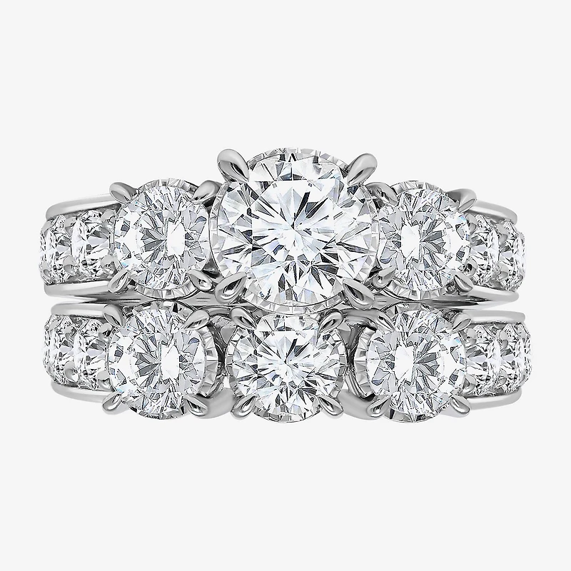 Love Lives Forever Womens 4 CT. T.W. Lab Grown White Diamond 10K Gold Side Stone 3-Stone Bridal Set