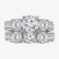 Love Lives Forever Womens 4 CT. T.W. Lab Grown White Diamond 10K Gold Side Stone 3-Stone Bridal Set