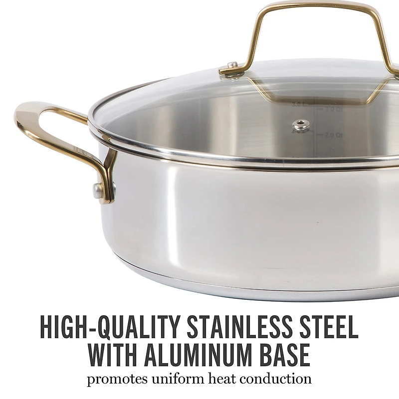 Martha Stewart Castelle Stainless Steel 4.2-qt. Saute Pan with Lid