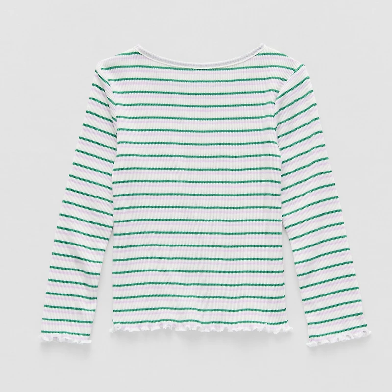 Okie Dokie Toddler & Little Girls Round Neck Long Sleeve T-Shirt