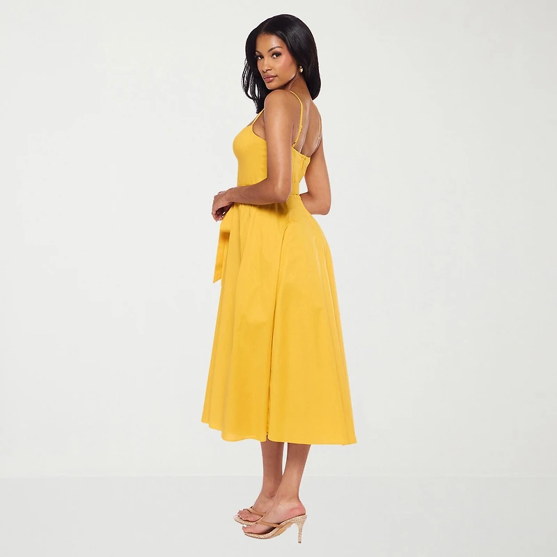 Premier Amour Womens Midi Sweetheart Neck Sleeveless Fit + Flare Dress