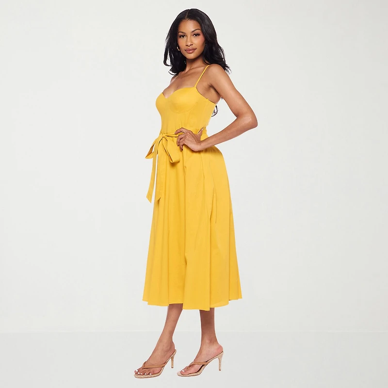 Premier Amour Womens Midi Sweetheart Neck Sleeveless Fit + Flare Dress