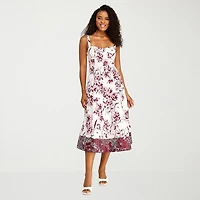 Premier Amour Womens Midi Sweetheart Neck Sleeveless Floral Fit + Flare Dress