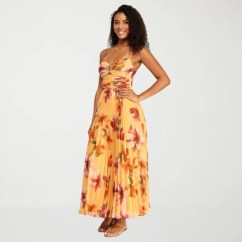 Premier Amour Womens Sweetheart Neck Sleeveless Floral Evening Gown