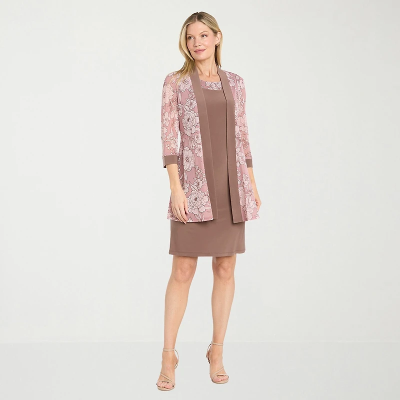 R & M Richards Womens Floral Jacket Dress