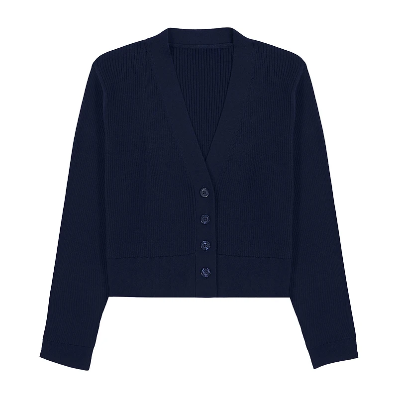 IZOD Little & Big Kid Girls V Neck Long Sleeve Button Rib Knit Cardigan
