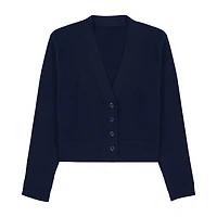 IZOD Little & Big Kid Girls V Neck Long Sleeve Button Rib Knit Cardigan
