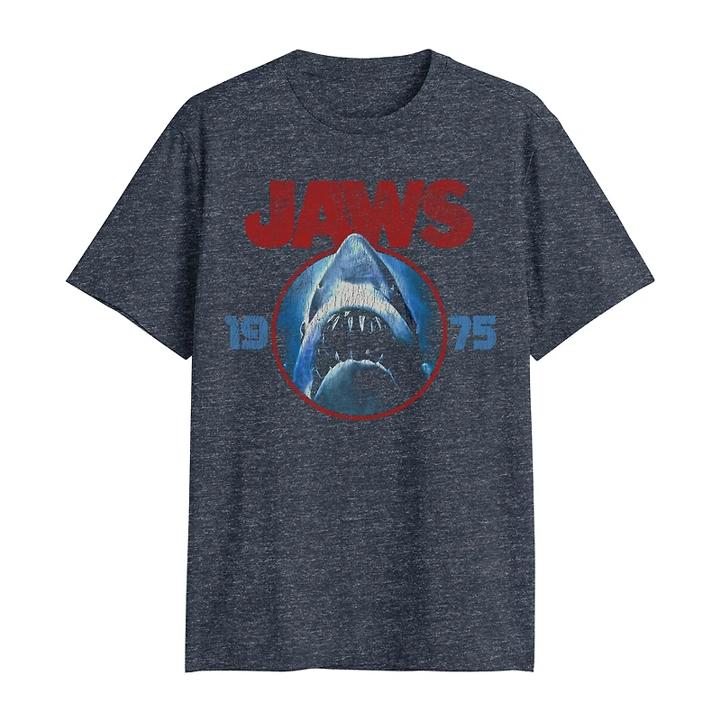 Jaws Mens Crew Neck Short Sleeve Classic Fit Big and Tall Graphic T-Shirt