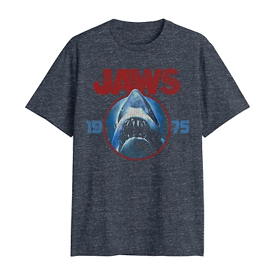 Jaws Mens Crew Neck Short Sleeve Classic Fit Big and Tall Graphic T-Shirt