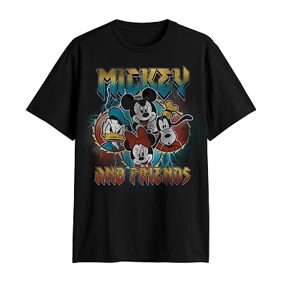 Mickey Mouse Mens Crew Neck Short Sleeve Classic Fit and Friends Big Tall Graphic T-Shirt