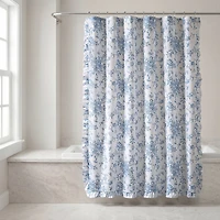 Madison Park Essentials Colette Floral Ruffle Shower Curtain with 12 Roller Ball Hooks