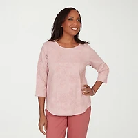 Alfred Dunner Camden Market Womens Crew Neck 3/4 Sleeve T-Shirt