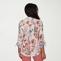Alfred Dunner Camden Market Womens 3/4 Sleeve Regular Fit Button-Down Shirt