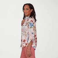 Alfred Dunner Camden Market Womens 3/4 Sleeve Regular Fit Button-Down Shirt