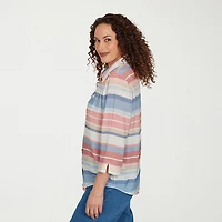 Alfred Dunner Camden Market Womens Cuffed 3/4 Sleeve Regular Fit Button-Down Shirt