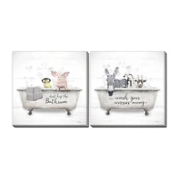 Streamline Art Wash Your Worries Away  Hand Embellished Canvas Art