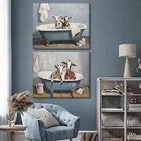 Streamline Art Bathtub Goats I Hand Embellished Canvas Art