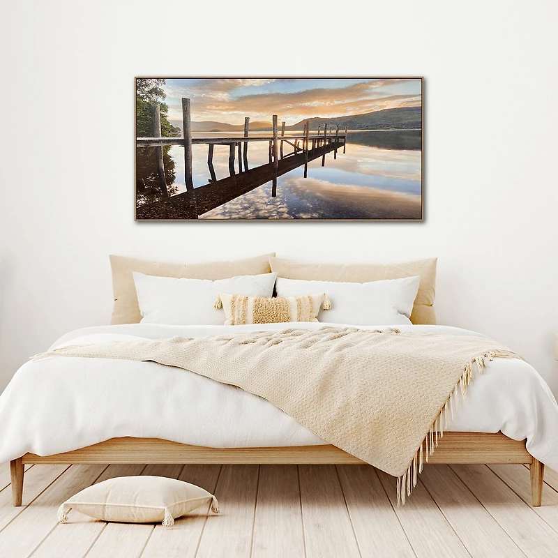 Streamline Art Sunset Reflections Hand Embellished Canvas Art