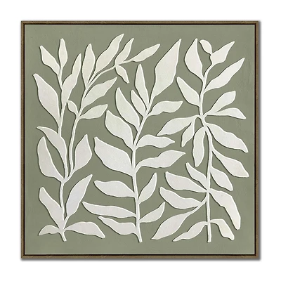 Streamline Art Leafy Silhouettes 3d Oil Painting Framed Canvas Art
