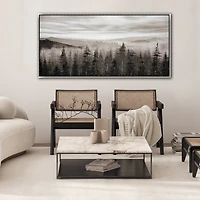 Streamline Art Foggy Mountain Pines Hand Embellished Canvas Art