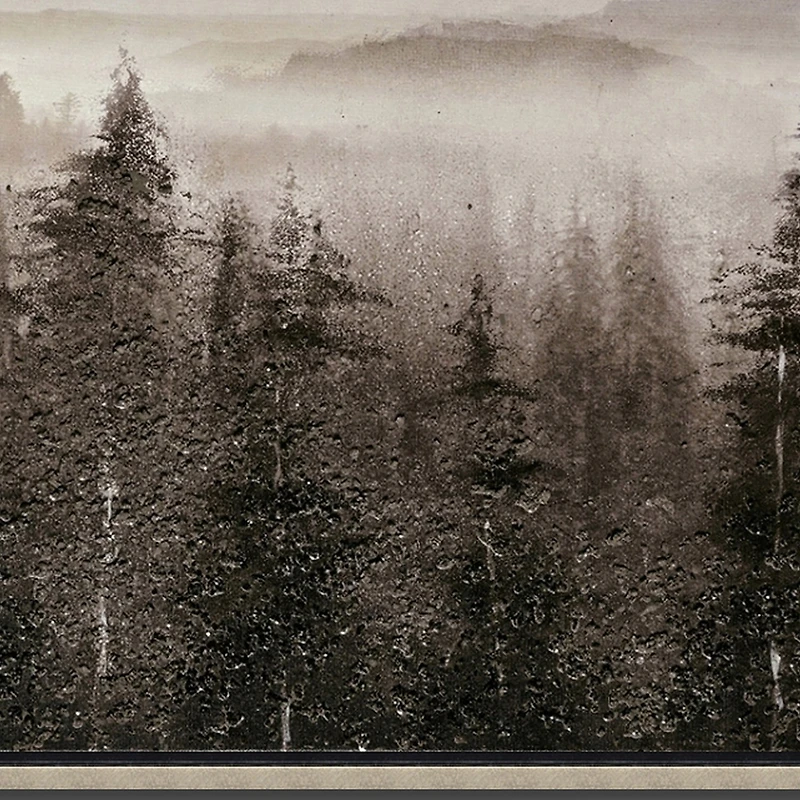 Streamline Art Foggy Mountain Pines Hand Embellished Canvas Art