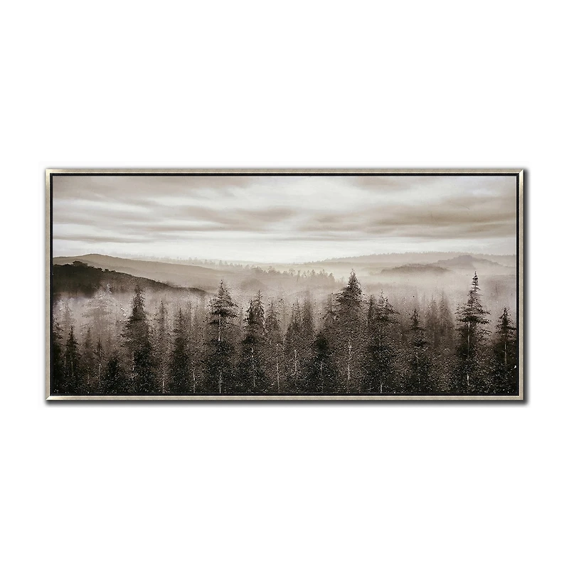 Streamline Art Foggy Mountain Pines Hand Embellished Canvas Art