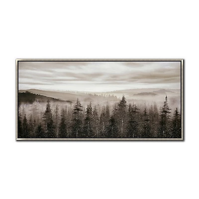 Streamline Art Foggy Mountain Pines Hand Embellished Canvas Art