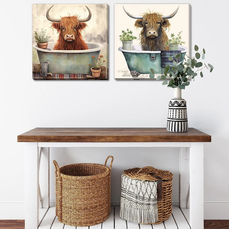 Streamline Art Highland Bath Hand Embellished Canvas Art