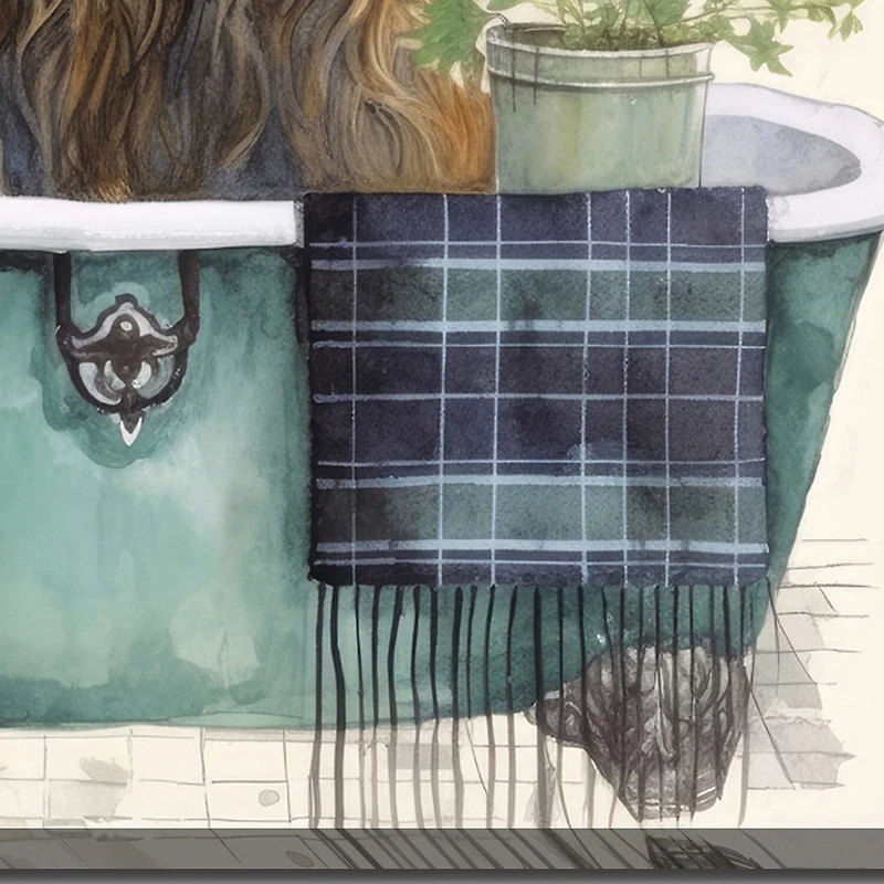 Streamline Art Highland Bath Hand Embellished Canvas Art