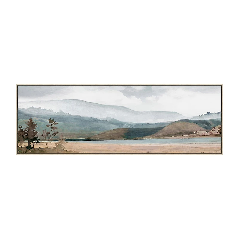 Streamline Art Teal Lake Hand Embellished Canvas Art